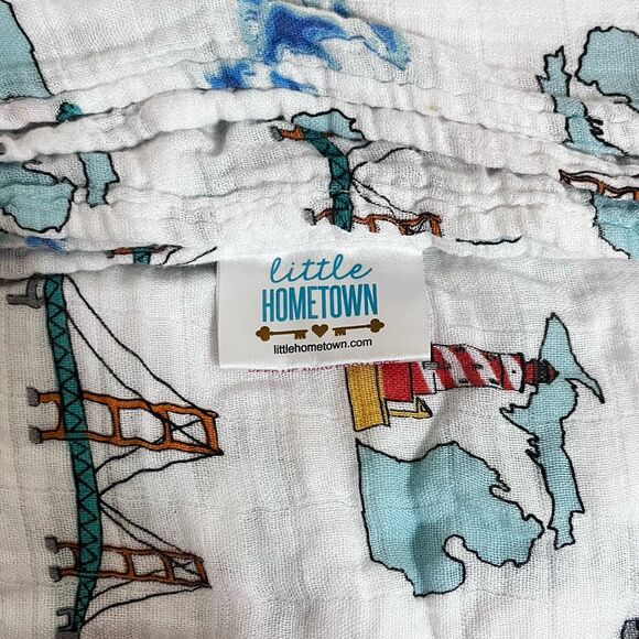 Little Hometown Michigan Baby Muslin Bamboo Swaddle Receiving Blanket Lovey - Picture 3 of 10